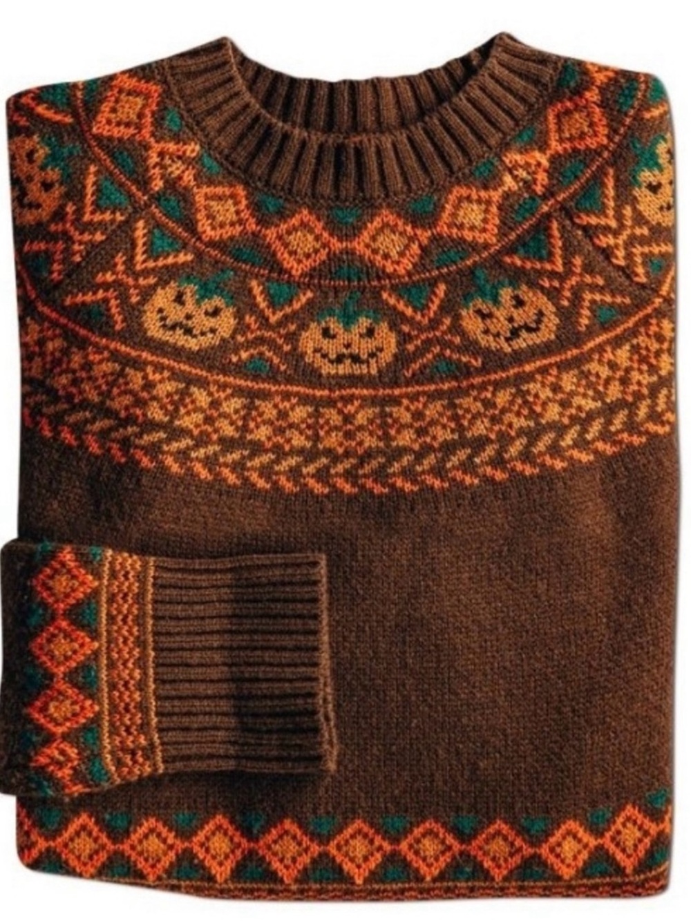 Kiel James Patrick KJP Halloween Jack-O-Lantern Fair Isle Sweater